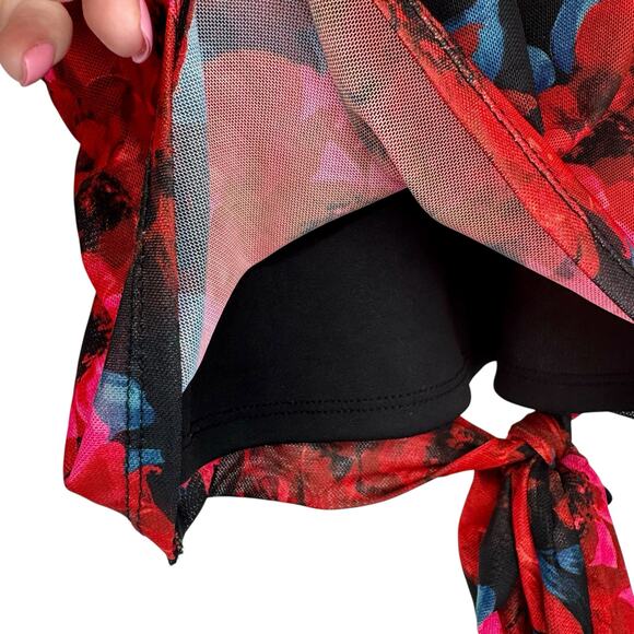 Bar lll Sheer Floral Mesh Tie-Back Top Romantic Grunge Y2K Glam Open-Back Small - Picture 6 of 10